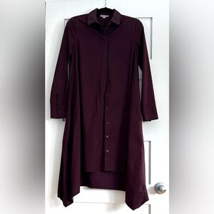COS deep purple asymmetrical cotton poplin shirt long sleeve dress size 4
